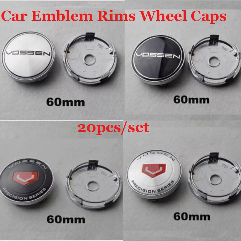 

Top Selling Car Wheel Hub center Caps 20pcs/lot 60mm Covers For Vossen Logo 56mm Rims wheels Stickers Car Emblem Badge Covers