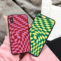 simple twisted pink blue grid pattern phone case for iphone 6s 7 8 se 2 plus 11 12 13 pro max x xs max xr plaid silicone case