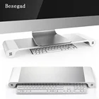 Настольная подставка Besegad из алюминиевого сплава с 4 USB-портами, держатель для монитора ноутбука, Подставка Для iMac, MacBook, вилки для ЕС и США
