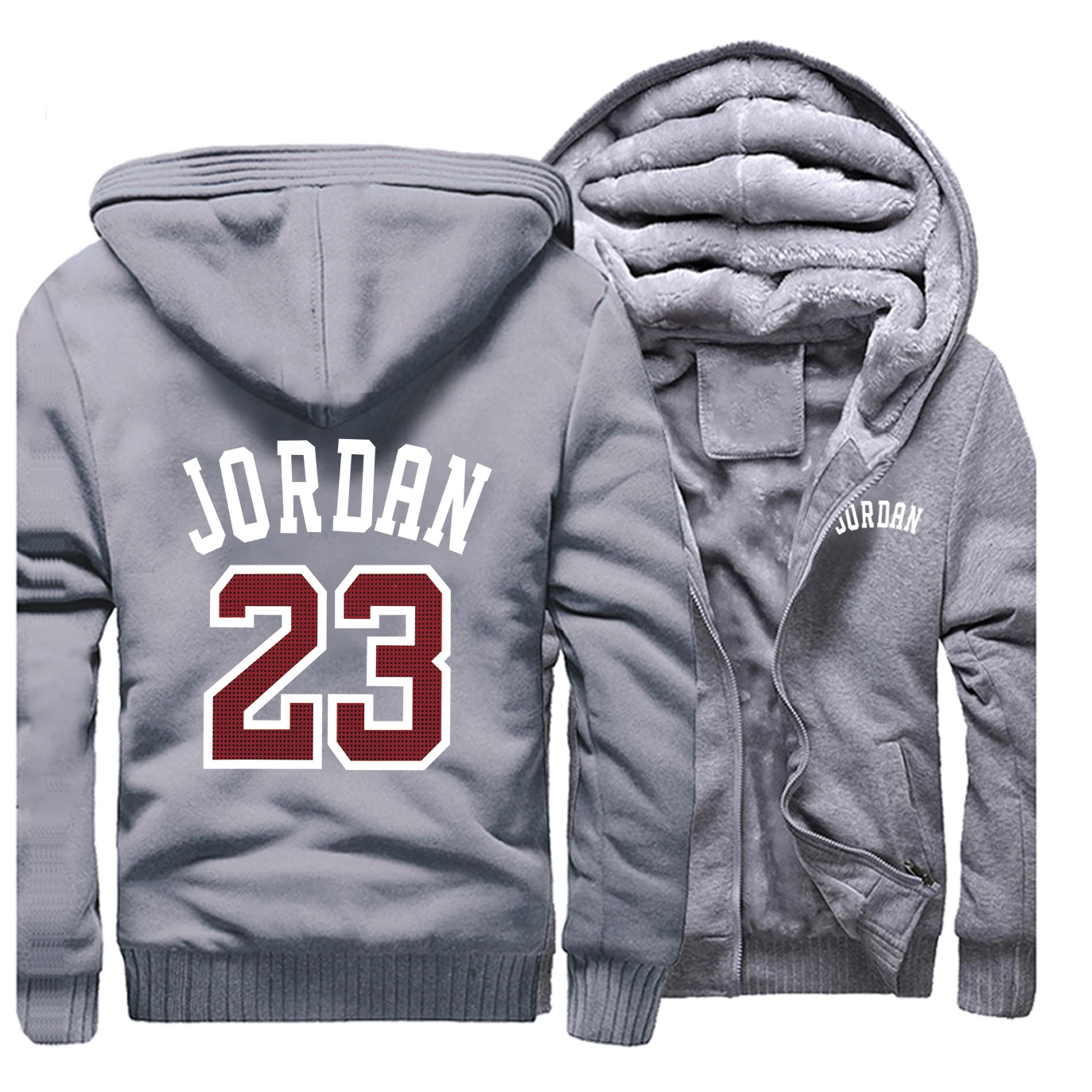 Jordan 23 Куртки Толстовки мужские баскетбольные спортивные толстовки зимние толстые флисовые теплые пальто куртка на молнии Черная Спортивная одежда с принтом - Цвет: Gray