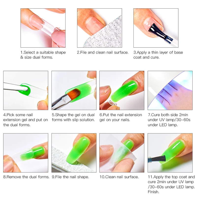 

MEET ACROSS 17PCS Poly UV Gel Nail Kit Lamp Gel Polish Set Manicure Nails Art For Nails Extensions Tool Kit Professional Set