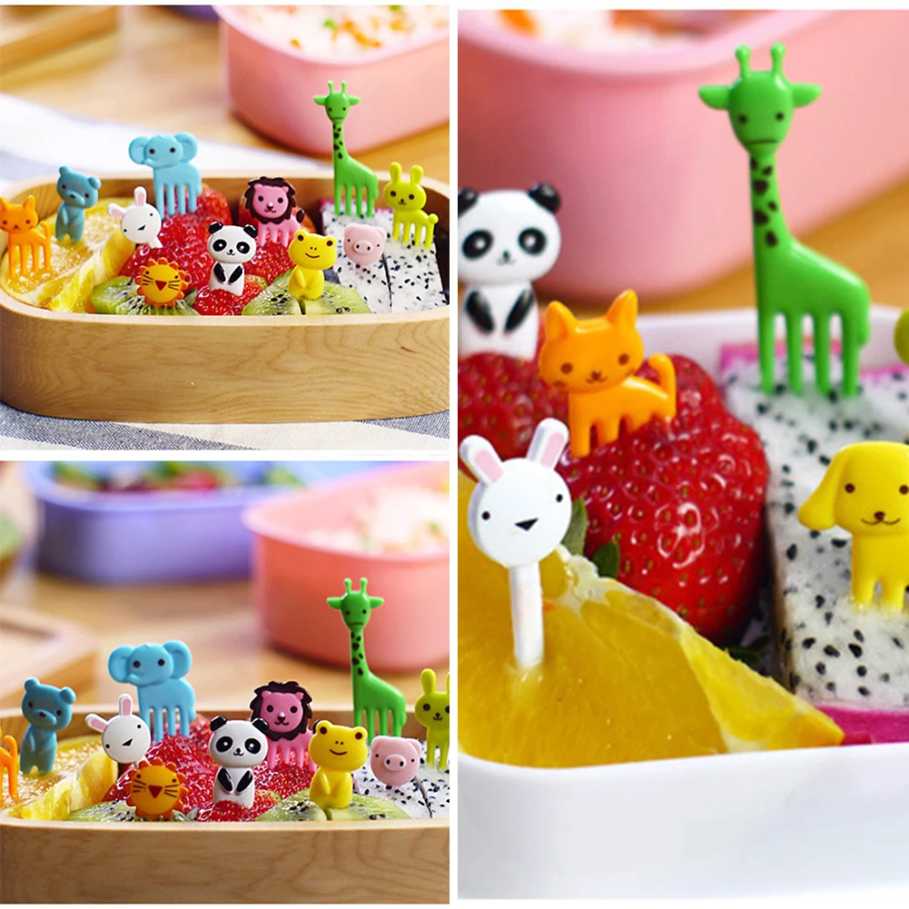 CuteZCute Bento Еда Палочки вилка 10 шт Жираф собака Кот медведь с принтом обезьяна (Цвет