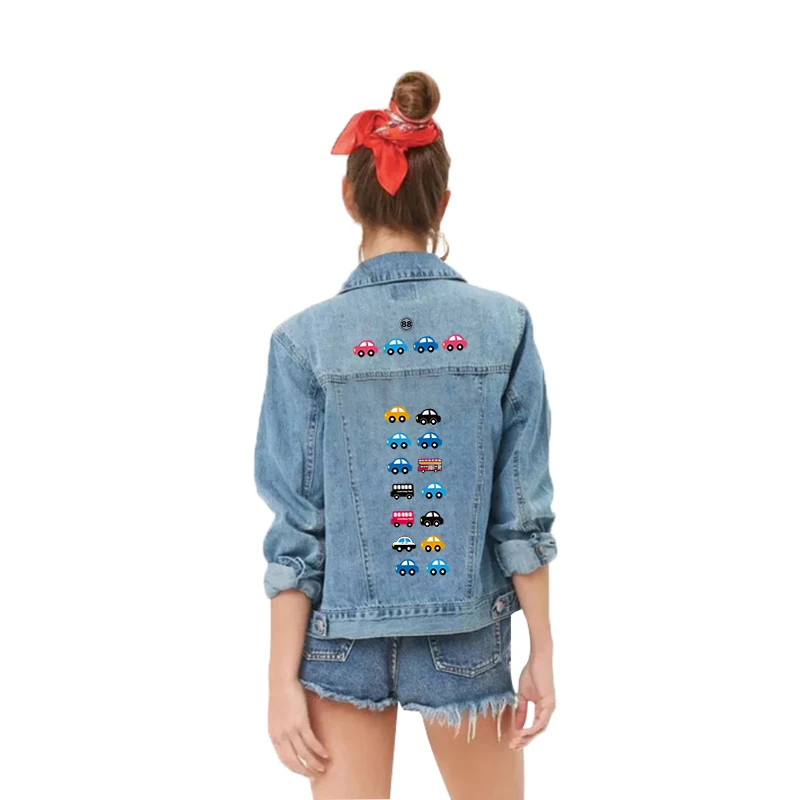 Heat Transfer Stickers Mini Car Set Patch For Boys Girls Iron-On Clothing Children Diy Washable Patches On T-Shirt | Дом и сад