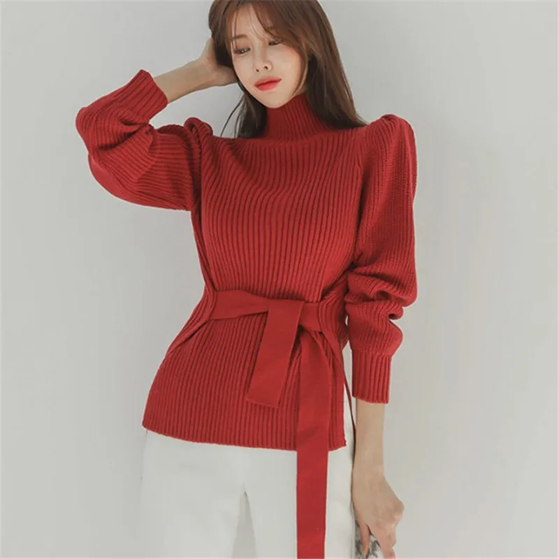 

Свитер женский трикотажный, эластичный, с высоким воротником, DS8056