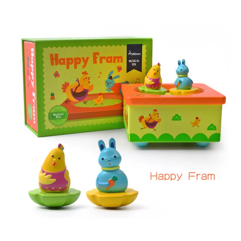 Детская музыкальная шкатулка MiDeer деревянная заводная модель мультяшный Лев