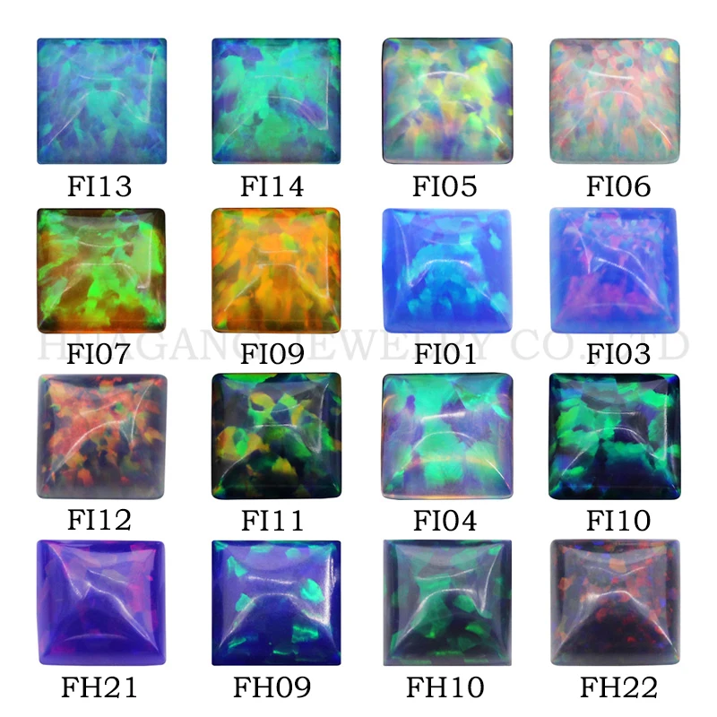 Опаловый драгоценный камень созданный лабораторией квадратная форма плоская