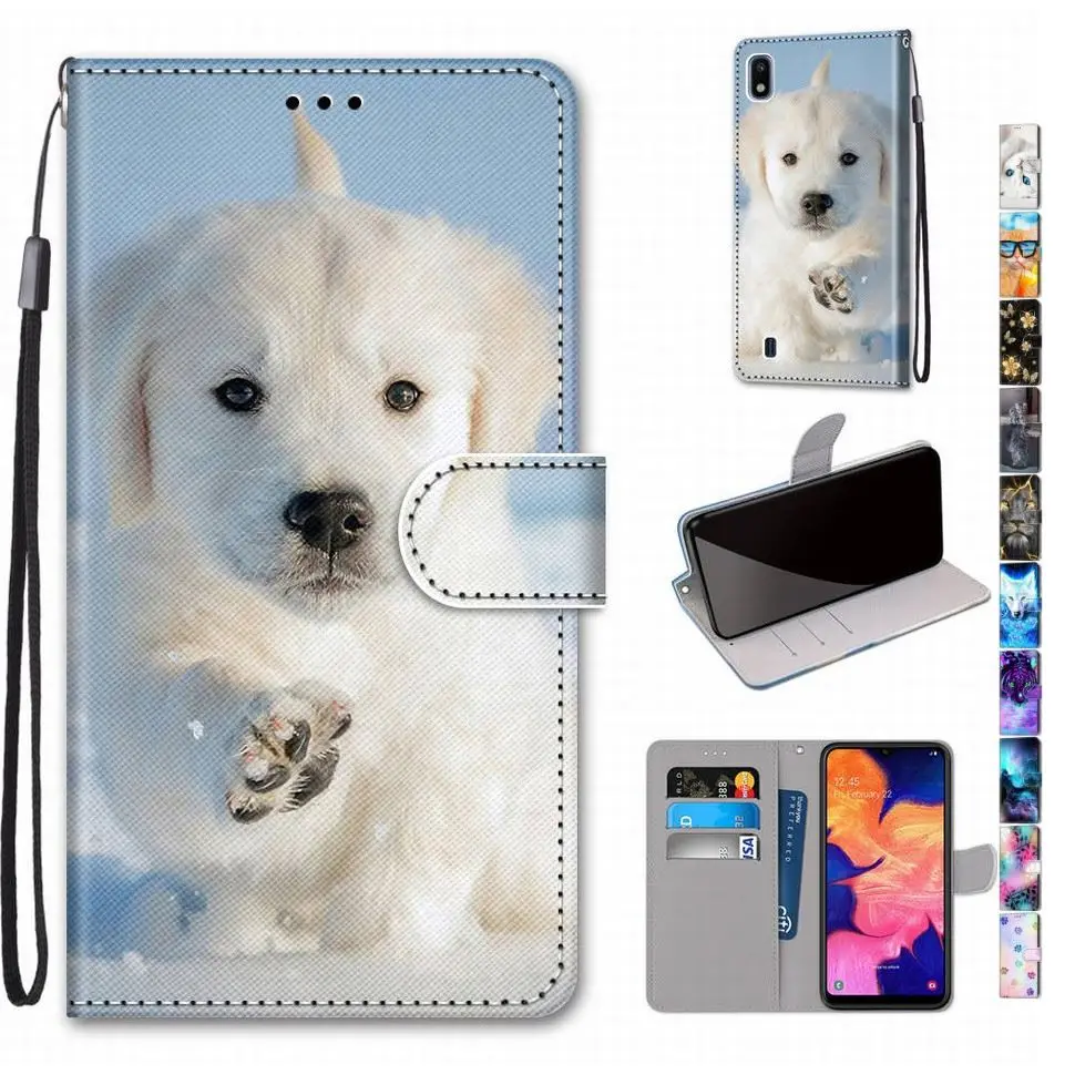 Чехол для Alcatel 1C 1V 3X 2019 3V волк Лев искусственная кожа откидной кошелек кошка щенок