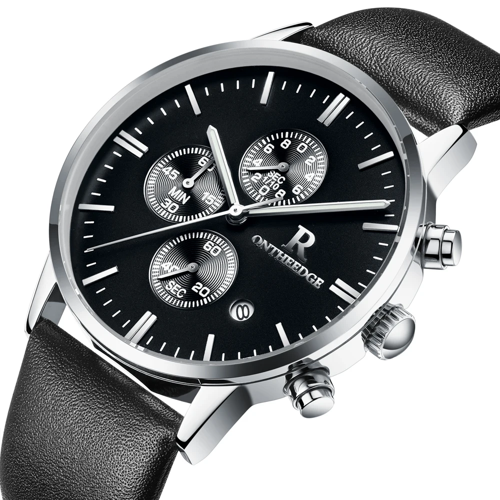 Мужские водонепроницаемые кварцевые часы с хронографом в деловом стиле |