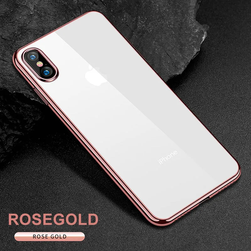 Роскошное Гальванопокрытие, хромированный Прозрачный чехол для iPhone XS MAX XR 8 7 6s 6 Plus 5S SE, прозрачный позолоченный чехол