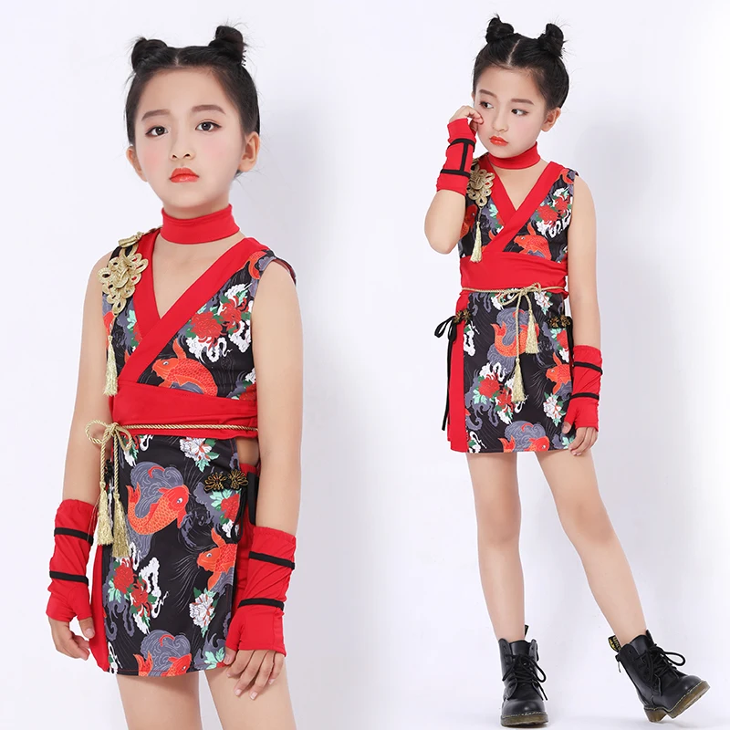 

Джазовые танцевальные костюмы для девочек, платье-Ципао в китайском стиле, детская одежда для подиума, представлений, праздничная одежда, с...