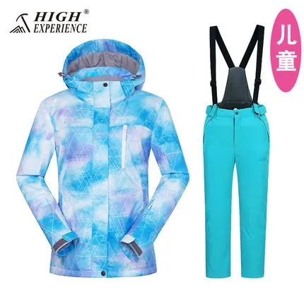 girls SET 5 Детский лыжный костюм, зимний костюм для детей, зимняя куртка и штаны, костюм для сноуборда для мальчиков и девочек, лыжная одежда - Цвет: girls SET 5