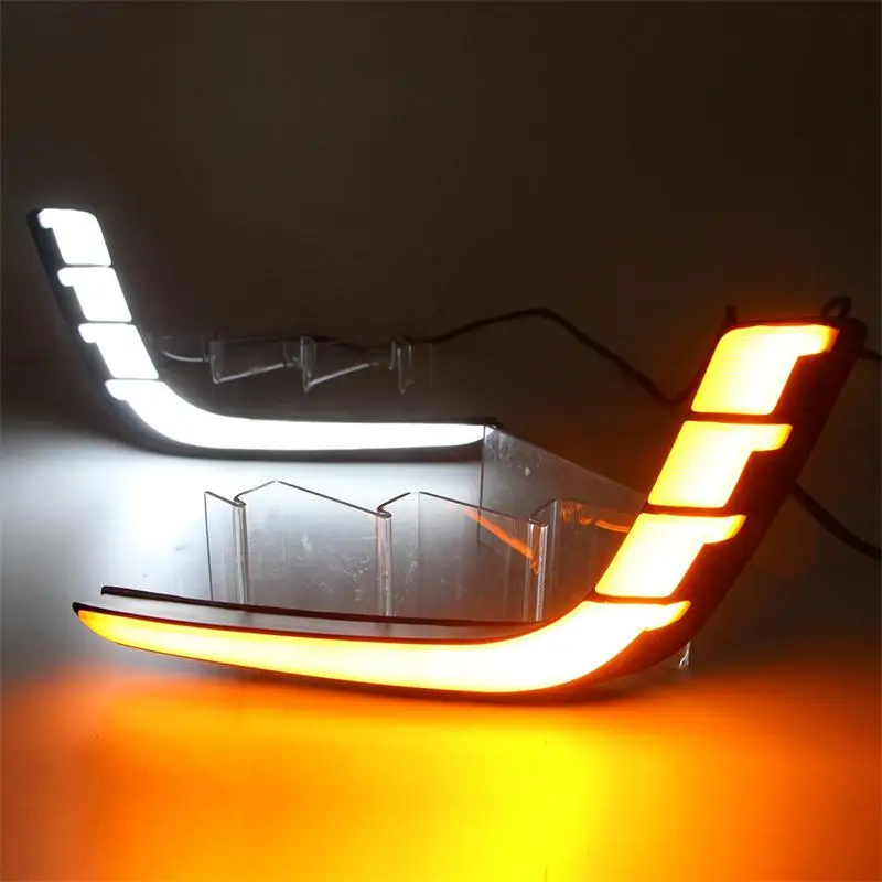 Car Flashing LED DRL Daytime Running Lights with Yellow Turning Signal fog lamp cover fit For Suzuki Swift 2013 2014 2015 2016 | Автомобили