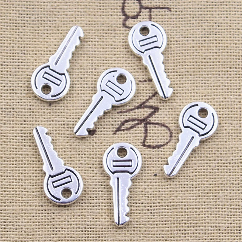 

20pcs Charms lovely key 19x9mm Antique Silver Color Pendants Making DIY Handmade Tibetan Finding Jewelry