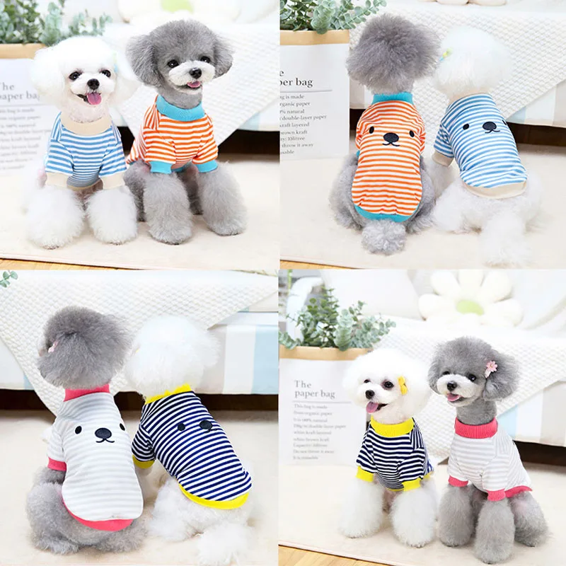 

Cute Strips Dog Clothes Autumn Winter Dog Hoodies Sweatshirt For Small Dogs Yorks Puppy Tshirt Coat Pet Clothing Bottoming Shirt