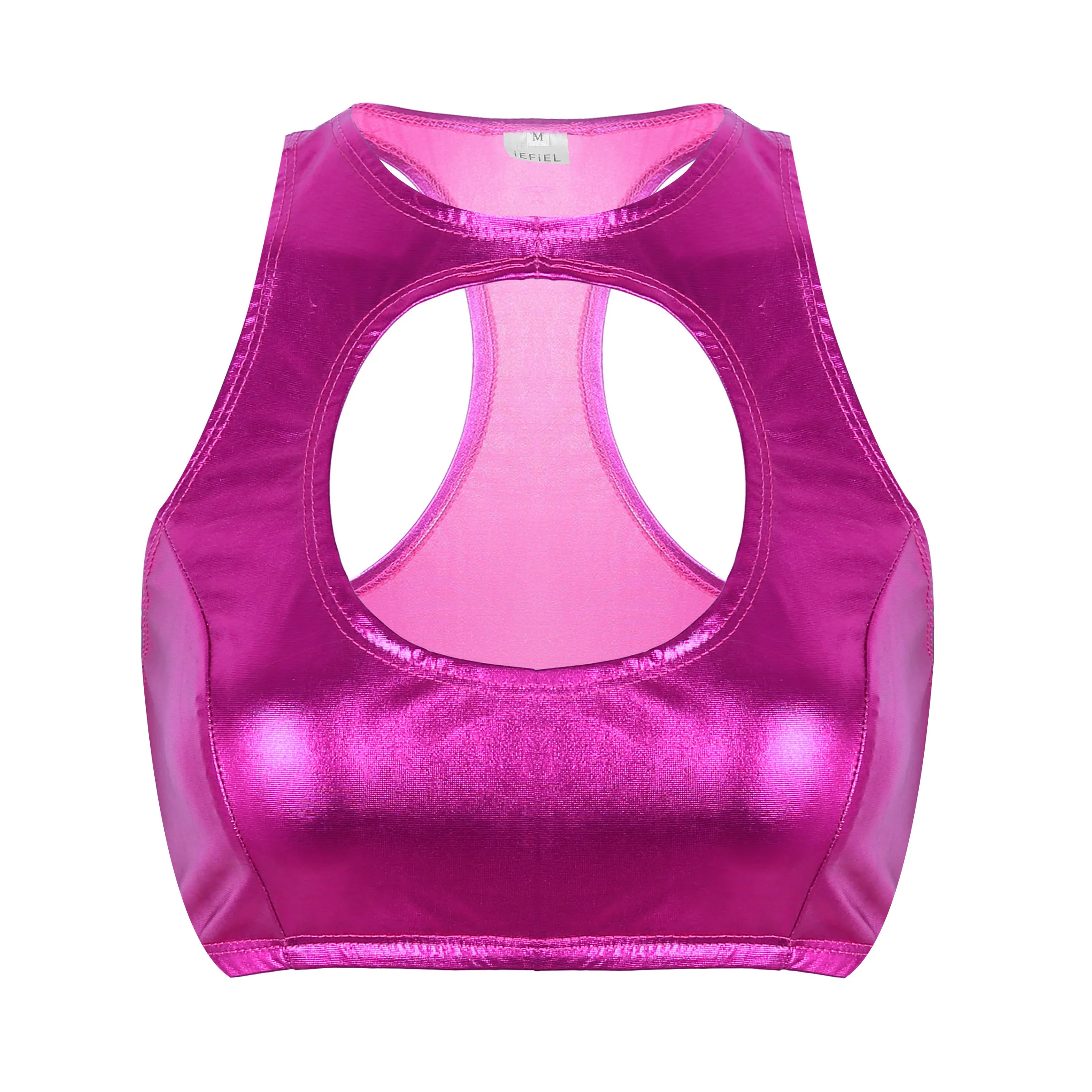 Женский укороченный топ для танцев на шесте девочек металлик без рукавов с