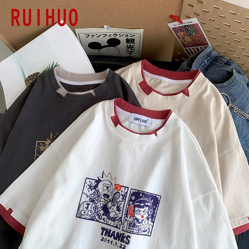 RUIHUO футболка мужская хлопковая в стиле Харадзюку уличная одежда японском