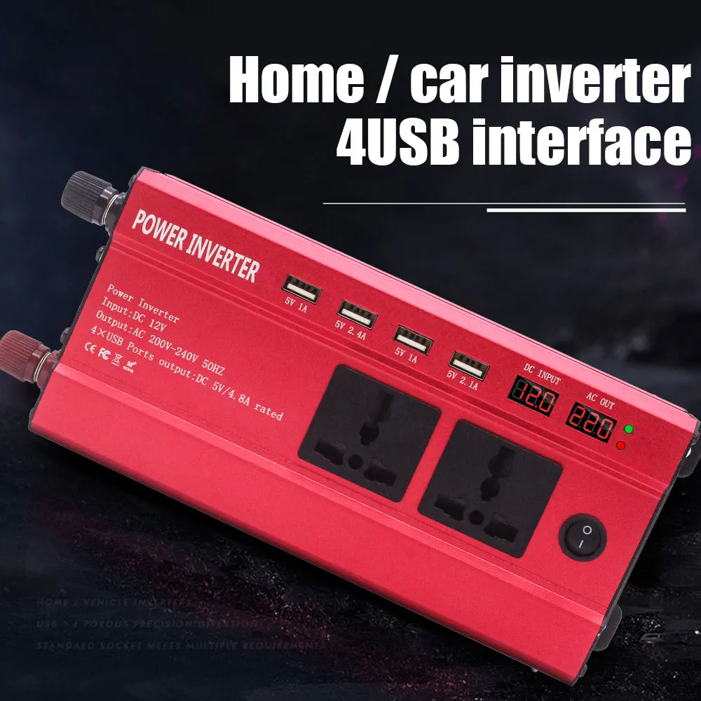

Premium Power Inverter 4 USB DC 12V To AC 220V Car Dual Digital Display Car Inverter Electronic 300W Car Power Inverter