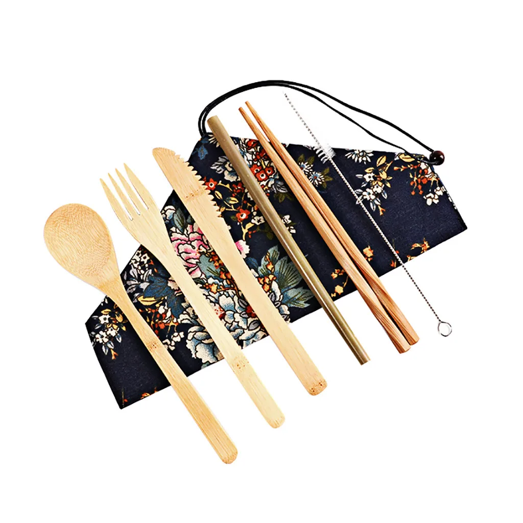 Кухонные принадлежности портативные бамбуковые столовые приборы дорожный