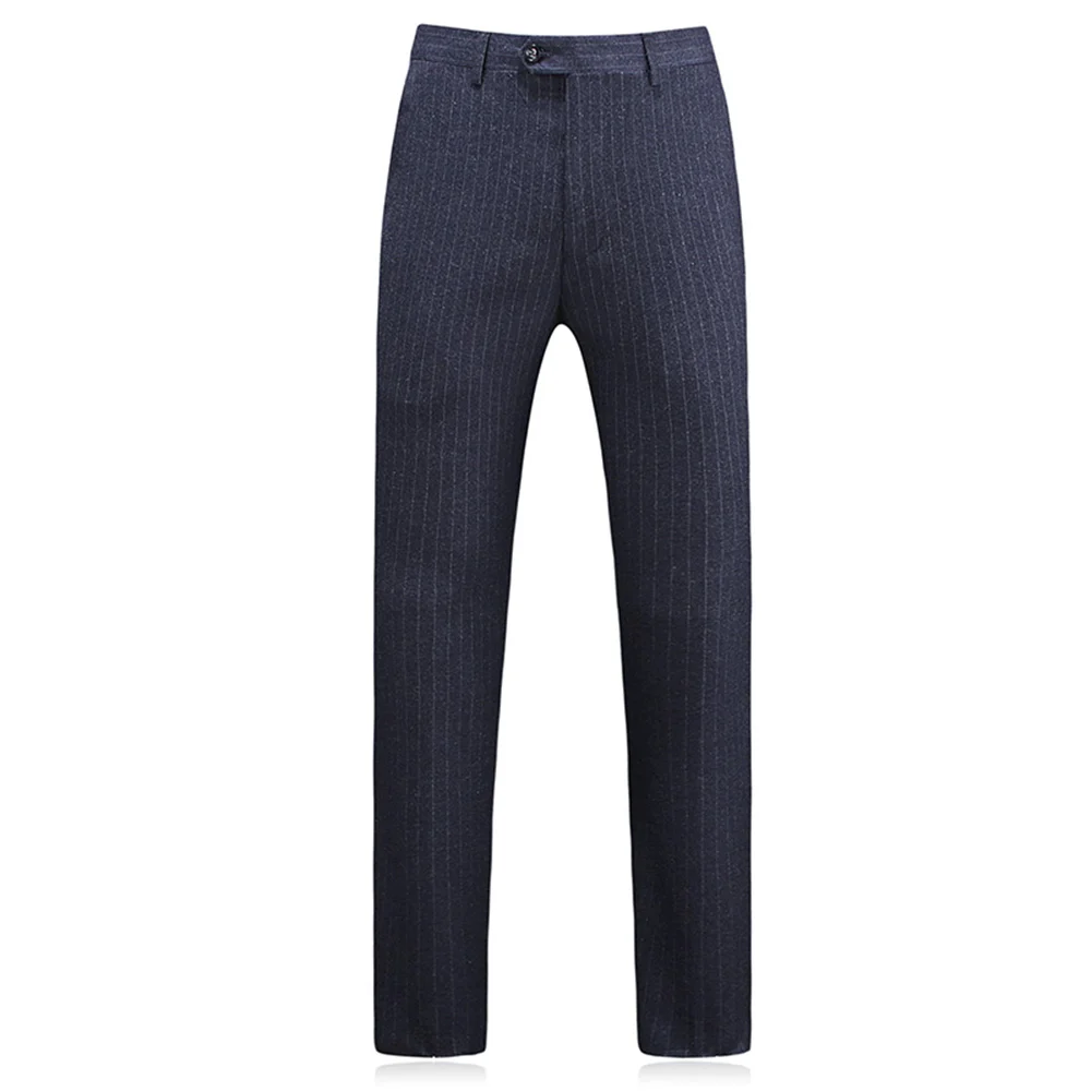 

Mens Double Breasted Suit Sets 2021 Slim Fit Grey Navy Blue Men Stripe Suits Classic Formal Dress Wedding 3 Piece Suit Man