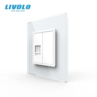 livolo uk standard wall telephone call socket telephone cable new style crystal glass panel 3colors choice