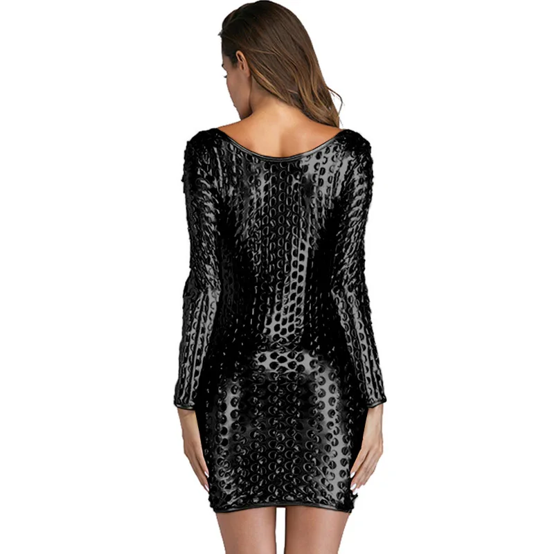 Женское платье-карандаш в готическом стиле черное/серебристое/золотистое