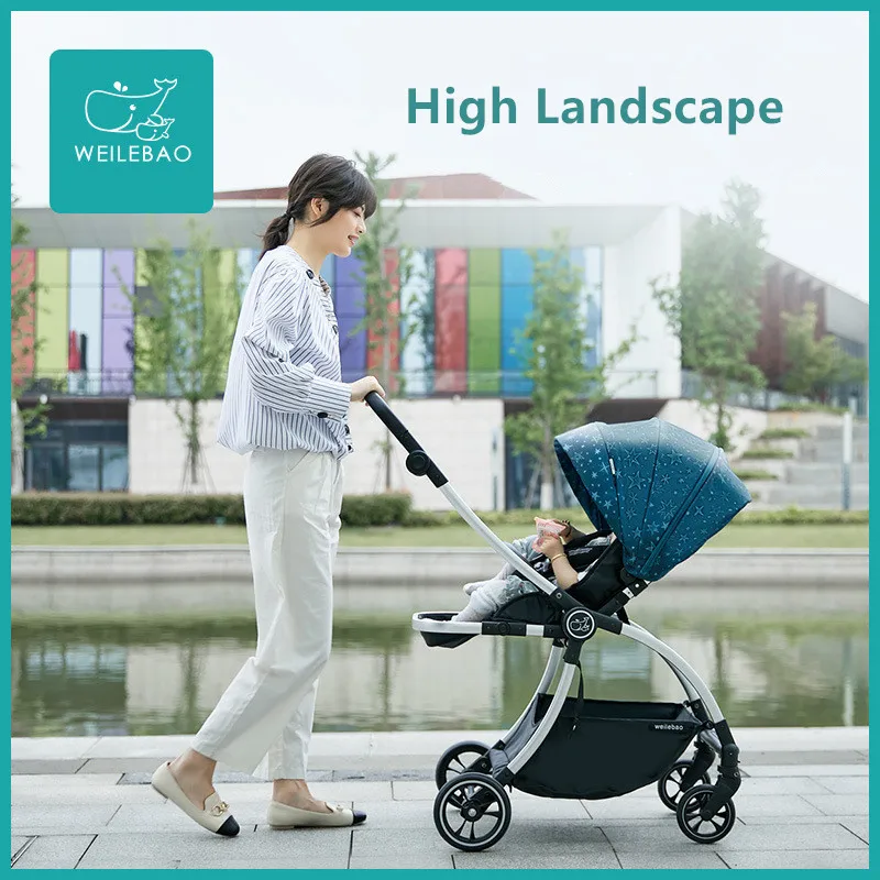 Регулируемая легкая Роскошная детская коляска 3 в 1 портативная двухсторонняя с