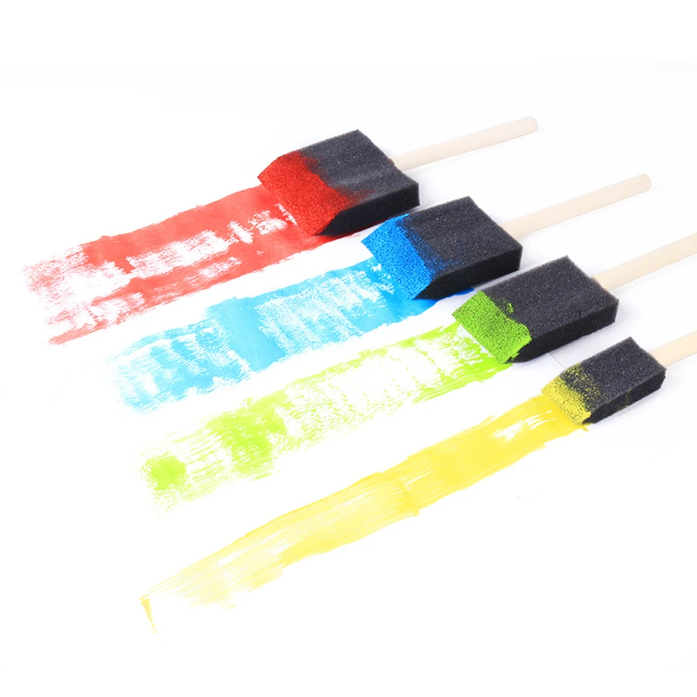 

4pcs Drawing Craft Paint Brush Set Kids School Foam Sponge Gift Toy DIY Wooden Handle Supplies Children Graffiti Tool Art