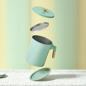 Aluminum & Stainless Steel Cooking Oil Storage Strainer Grease Pot Filter Can Pink/ Green/Dark Green Kitchen Tools Accessories