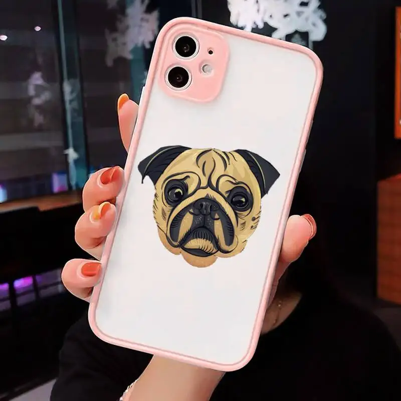 

Cute Funny French Bulldog dog cartoon Phone Cases Matte Transparent for iPhone 7 8 11 12 s mini pro X XS XR MAX Plus cover funda