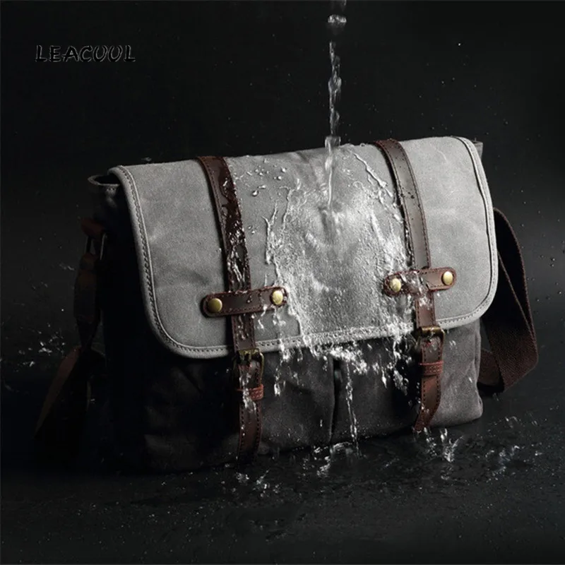 LEACOOL Мужская Холщовая Сумка через плечо дизайнерские сумки водонепроницаемая