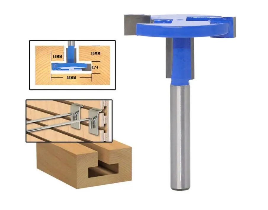 

50PCS T-Slot Milling Cutters Handle Slot Engraving Machine Woodworking Straight Flange T-shaped Cutter 1/4'' Shank Blade