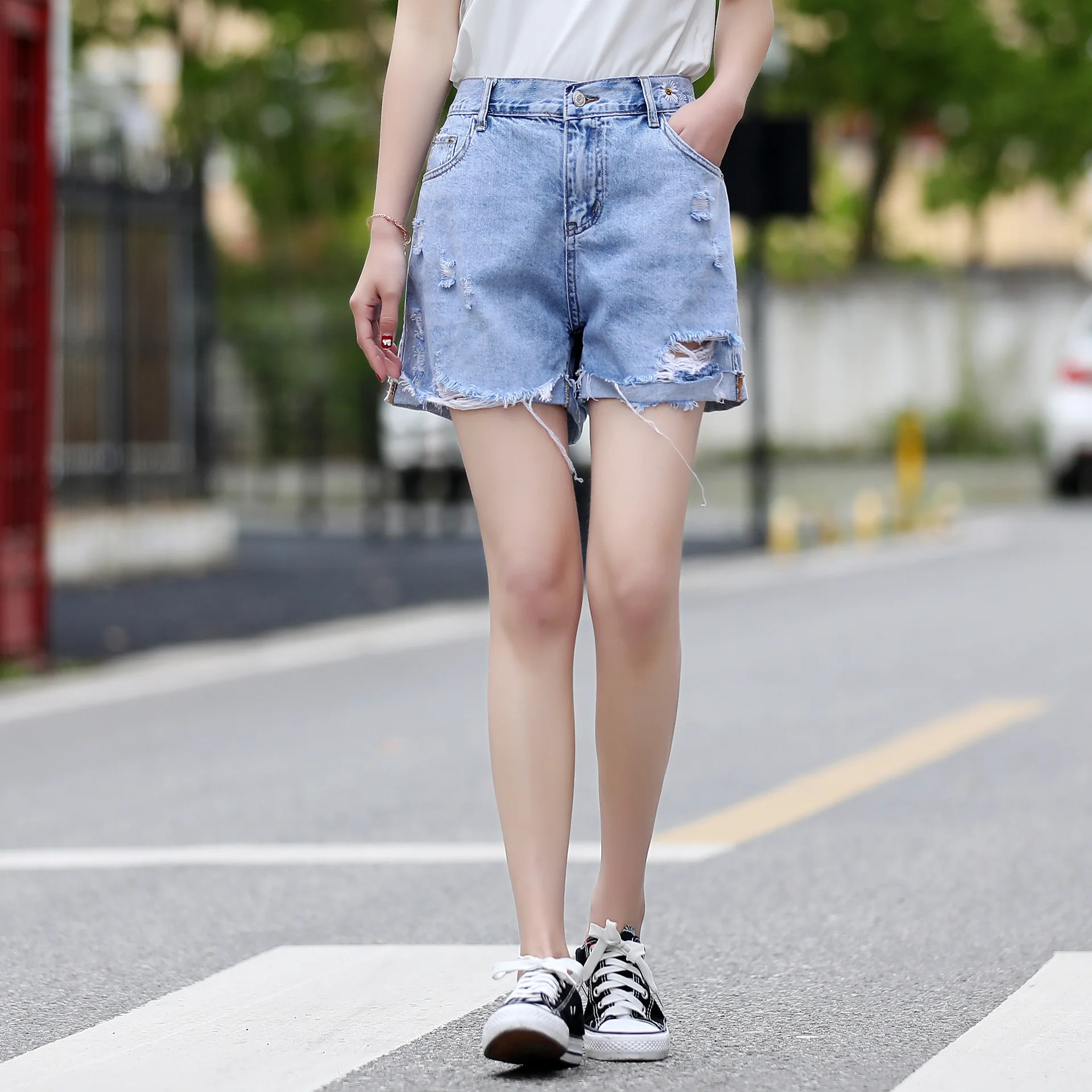 Женские летние джинсовые штаны женские синие шорты свободные модные брюки