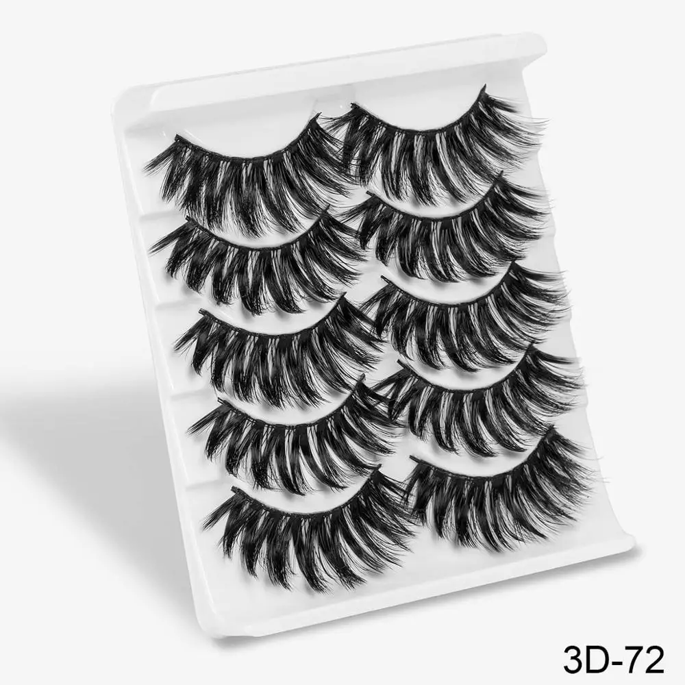 3D-72 SEXYSHEEP, 5 пар, 20-25 мм, 3D накладные ресницы из искусственного меха норки, натуральные/толстые длинные ресницы для глаз, вытягивающие макияж, инструменты для наращивания красоты - Цвет: 3D-72