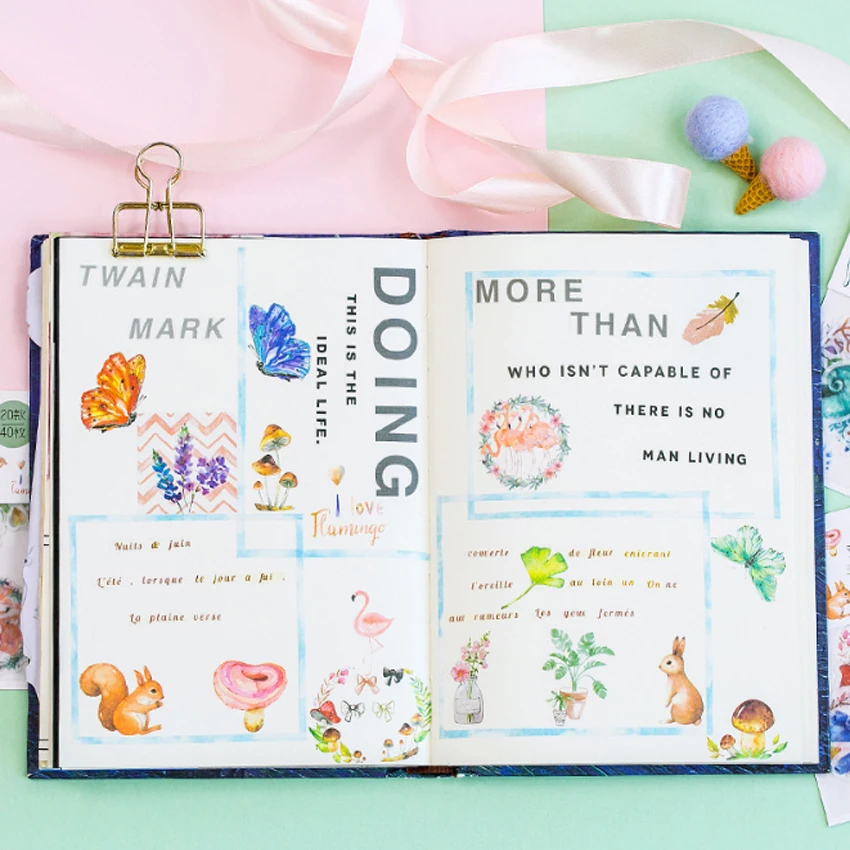 40 наклеек для скрапбукинга милые Мультяшные маленькие наклейки Стикеры молочных