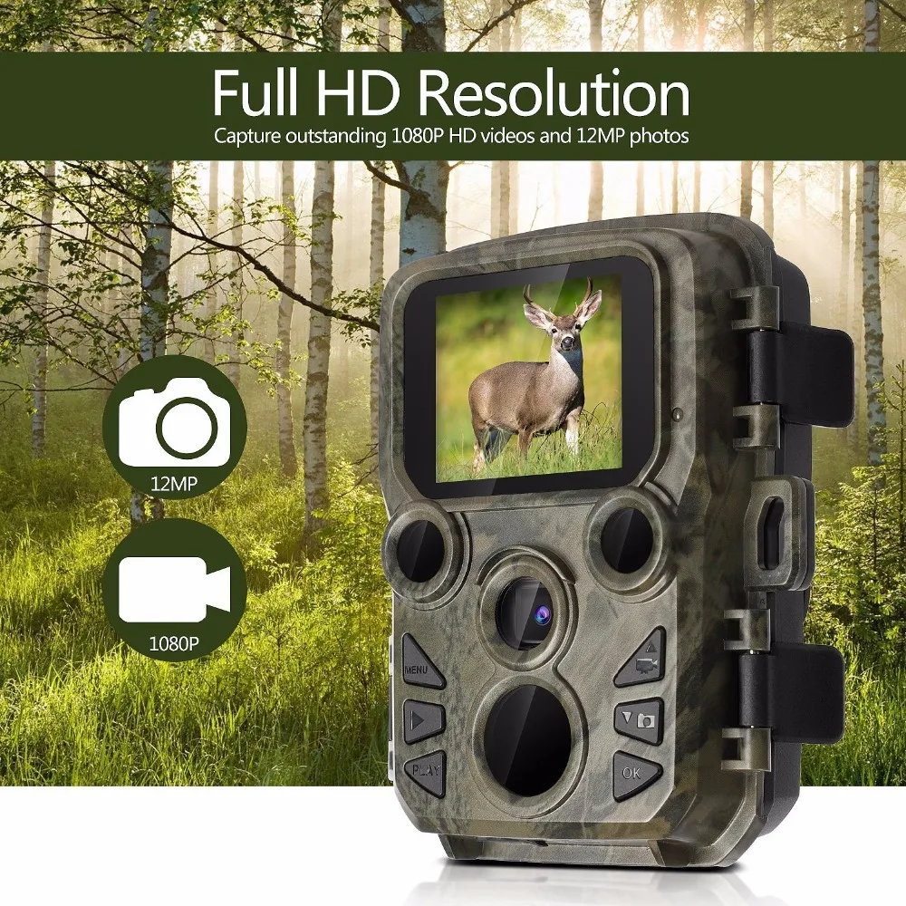 

Mini 301 Hunting Trail Cameras 12MP 1080P Night Vision 0.45s Trigger Time Photo Trap Wildlife Chasse Camera Surveillance Cams