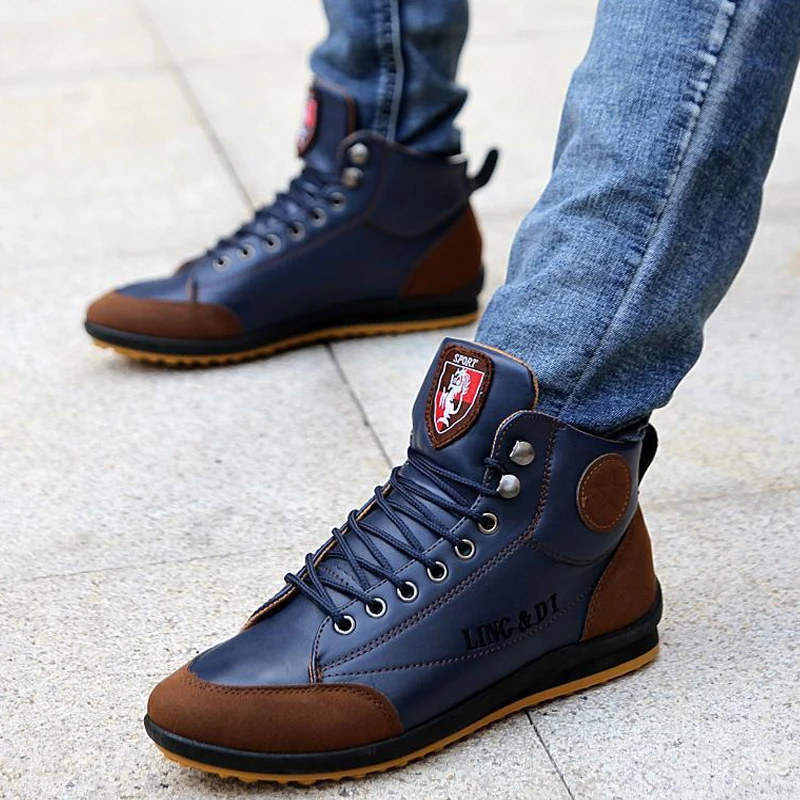 Мужские кожаные ботинки на шнуровке повседневные до щиколотки размер 46 для осени