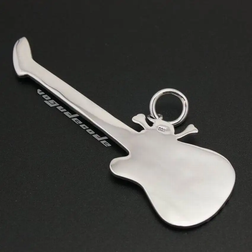 Гитара Металл рок череп твердый 925 пробы Серебряный Мужской панк кулон 8B022|pendant men