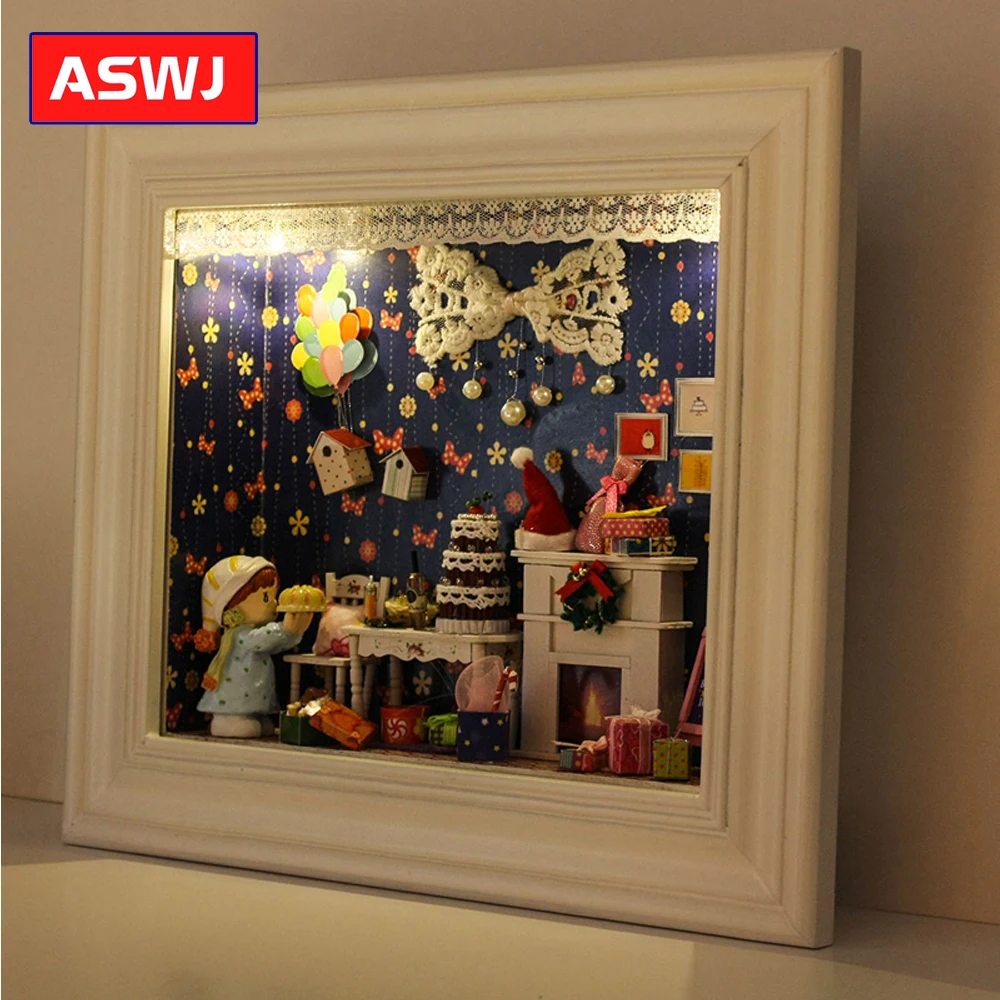 Кукольный домик сделай сам миниатюрная рамка с мебелью строительные комплекты деревянный кукольный