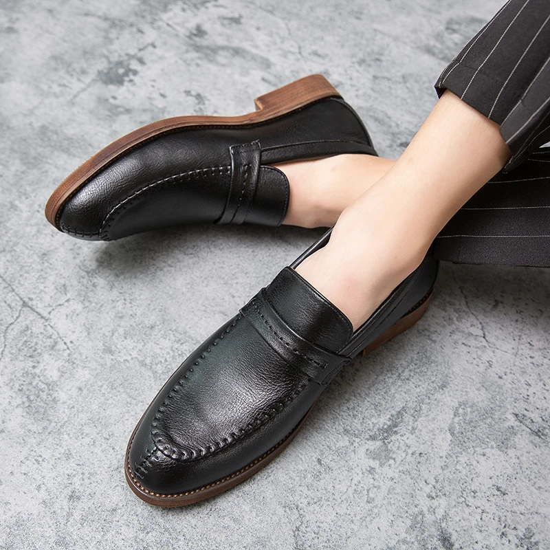 

2020 style fashion men's shoes casual leather loafers male classics brown black derby shoe man oxfords shoes for men size 38-47