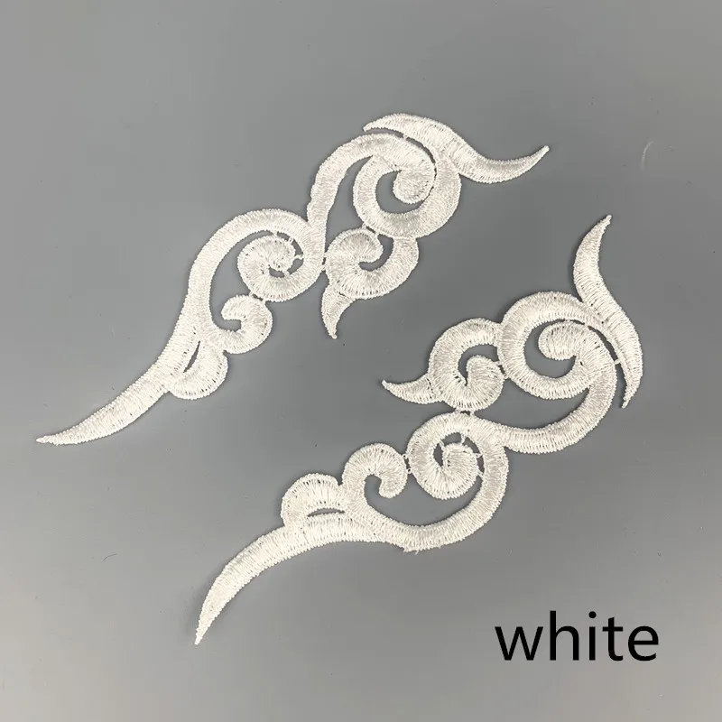 white Zsbszc 20 зеркальные пары LP-1882 полиэстер Ткань Цветы нашивки красочные облака craf белый черный кружево Аппликация аксессуары DA003 - Цвет: white