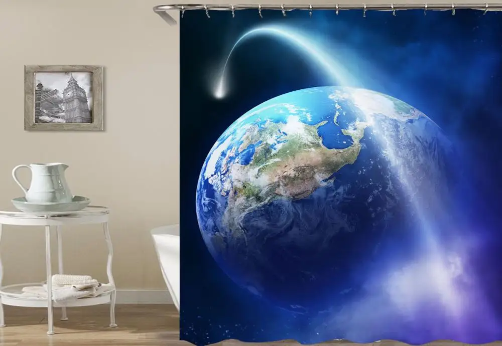 

Shower Curtain, Bathroom Curtains-Mysterious Universe,Galaxy,Galaxy,Outer Deep Space,Imagination,Sun,Moon,