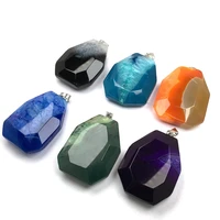 natural stone pendant irregular shaped faceted mix color agates charms for jewelry making diy bracelet necklace accessories