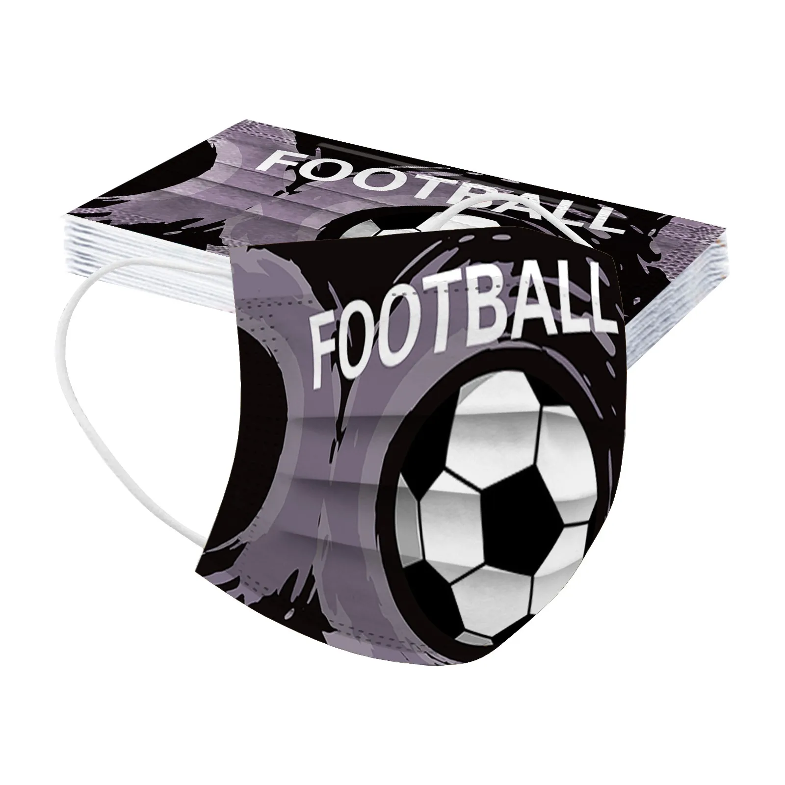 10/50pcs Football Print Face Masks Children's Three-layer Windproof Foggy Dust-proof Maskeuropean Cup Cartoon Disposable Mask | Красота и