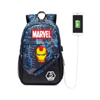 marvel usb charging backpack teenager luminous bookbag large capacity waterproof backpack outdoor travel printing school bag