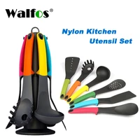walfos 7 pcs utensil set cooking utensil set nonstick nylon kitchen utensil set cooking spoon kitchen turner spatula soup ladle