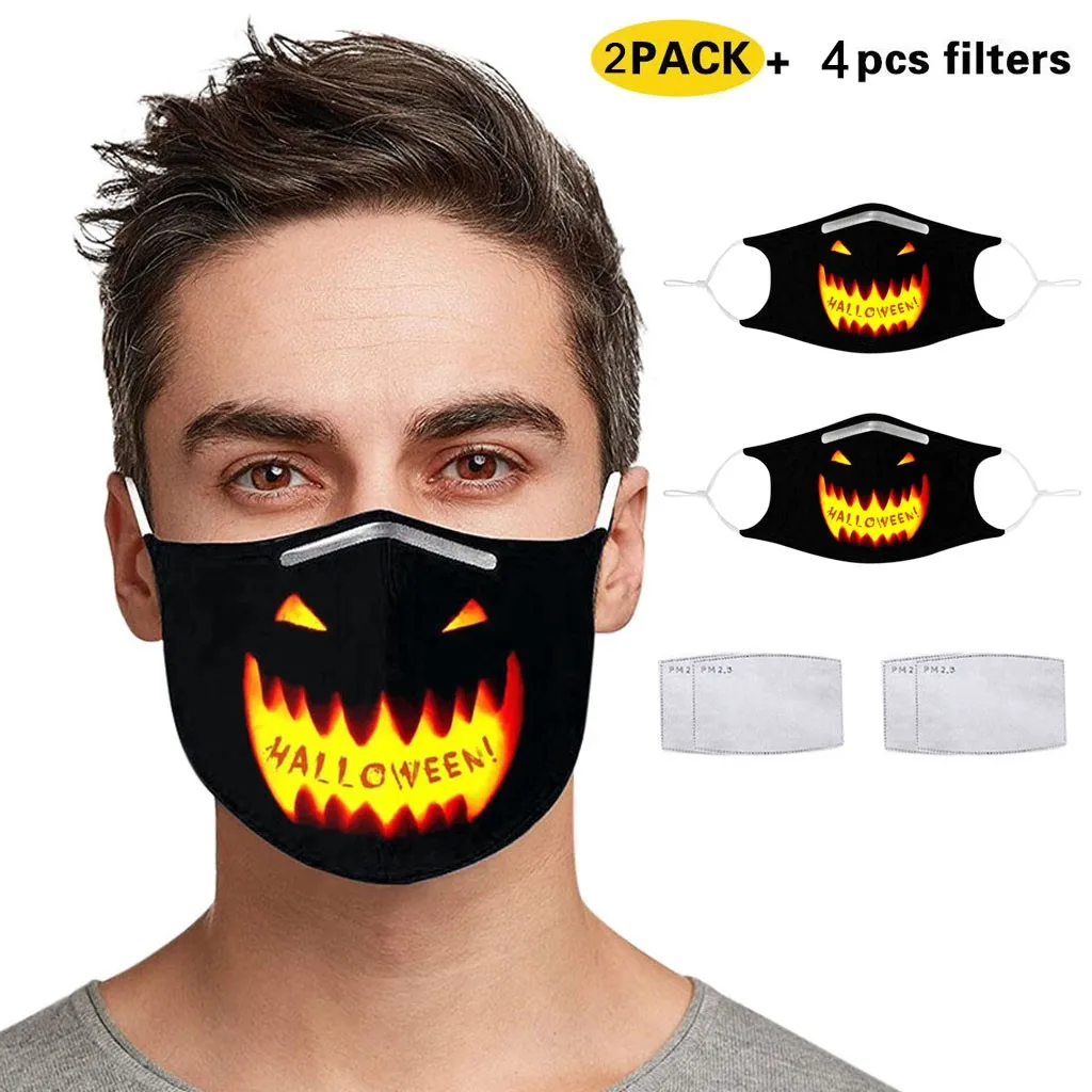 

2pcs face Masks 4pcs mask gaskets Halloween Breathable proof wind cold dust PM2.5 pollution Masks for festival party Reusable