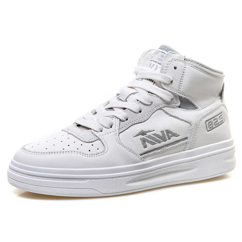 

2020 Autumn Early Winter Shoes Women Genuine Leather Sneakers Fashion Brand Young Ladies High top Sneakers White Shoes A2592