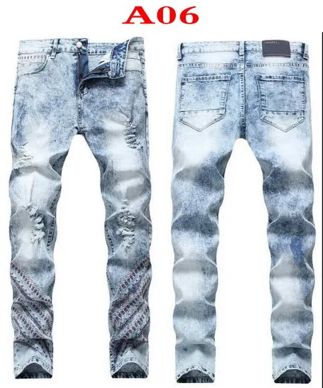 Men Jeans Hole Ripped Stretch Destroyed Hip Hop Jeans Design Men's Jeans Slim Stretch Slim Denim Pants Jeans Brand More Styles
