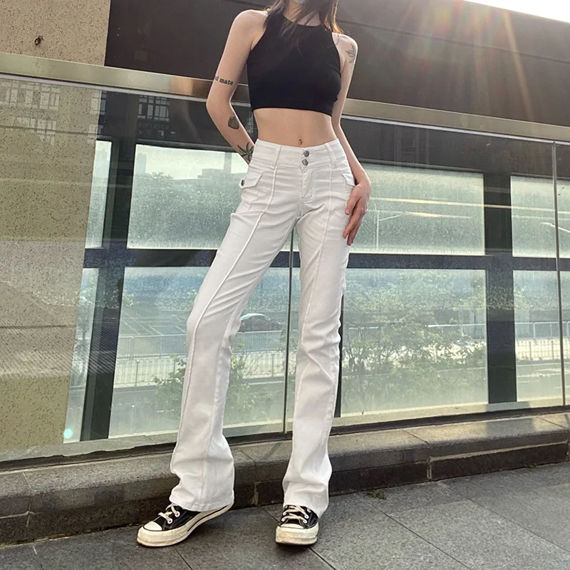 

Dollskill Vintage Pants Street Retro Style Low Waist Side Pocket Bell Bottoms Woman Korean Style Harajuku Flare Pants Y2k Pants