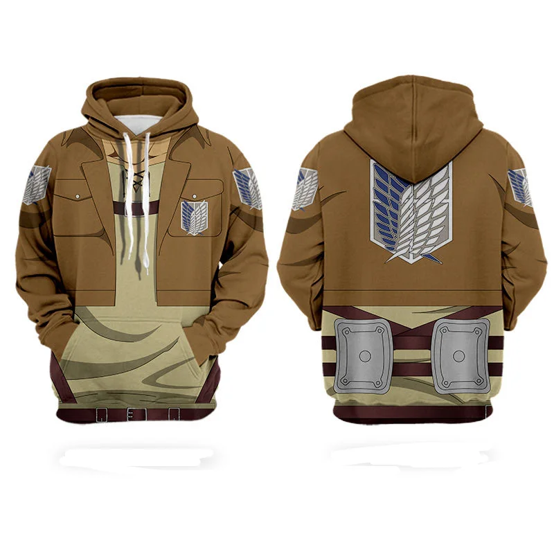 

Толстовка для косплея из аниме «атака на гигантского», модная толстовка с капюшоном с 3d принтом, зимний повседневный костюм унисекс для взр...